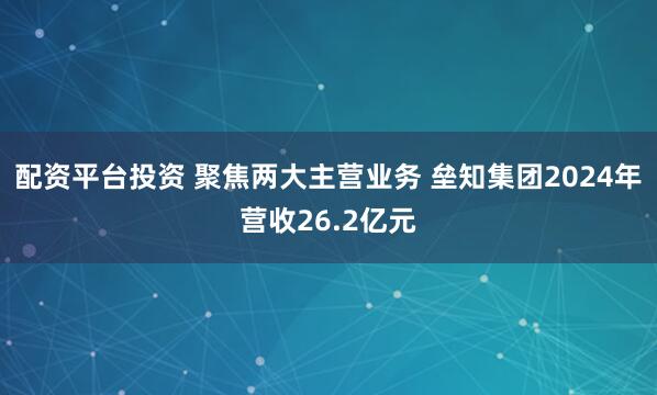 配资平台投资 聚焦两大主营业务 垒知集团2024年营收26.2亿元